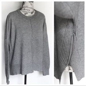 RD Style Gray high low oversized sweater with half zippers extra small